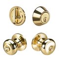 Yale Real Living Yale Real Living YR837SN605 Combo Sinclair Knob Entry & Single Cylinder Deadbolt with Kwikset Keyway; Bright Brass YR837SN605